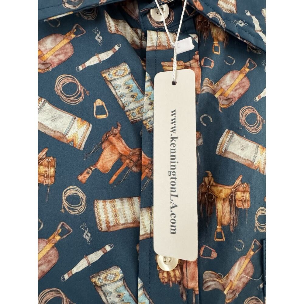 NWT Rocking K Ranchwear Equestrian Saddle Print Long Sleeve Button Shirt Large - Picture 7 of 8